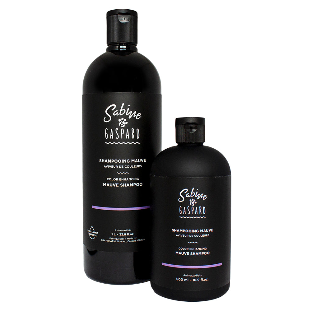 Shampoing mauve Sabine & Gaspard 1L et 500ml